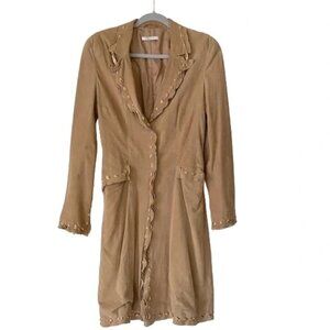 Vintage Genny Tan Suede Jacket with Braided Lace Details – Made in Italy – Size